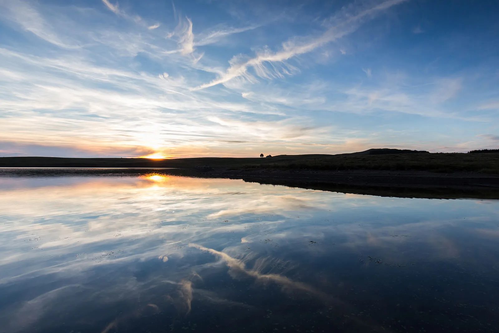 coucher de soleil lac des moines